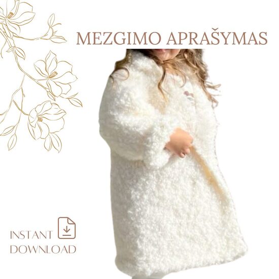 Vaikiško alpakos boucle paltuko mezgimo aprašymas (Anglų ir Lietuvių kalba)